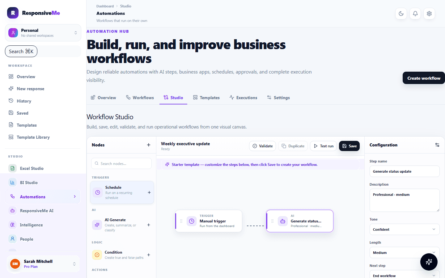 From a trigger to a finished delivery. — actual product interface