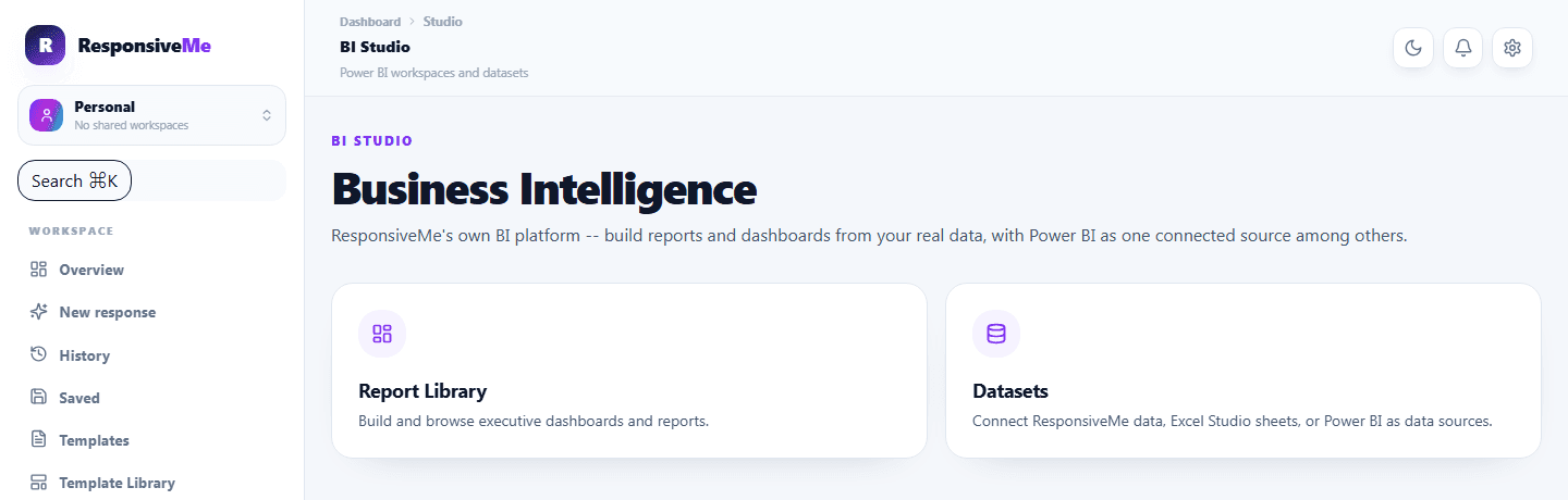 BI Studio — a real report dashboard built from your data